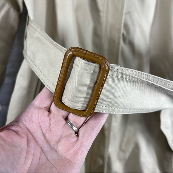 J.CREW Matinee Classic Kahki Hooded Trench Coat with Belt Size 4 - Picture 9 of 11